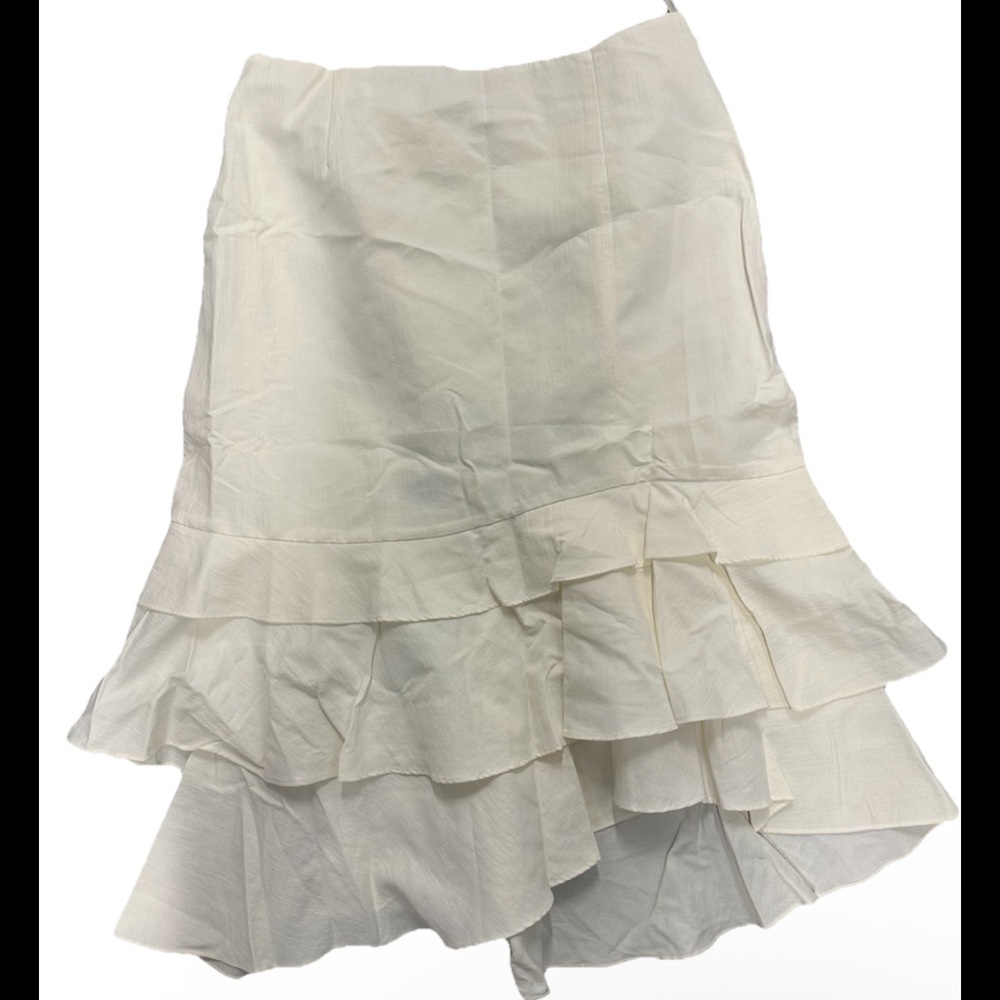 Samuel Dong Women's Ivory Ruffle Tiered Skirt